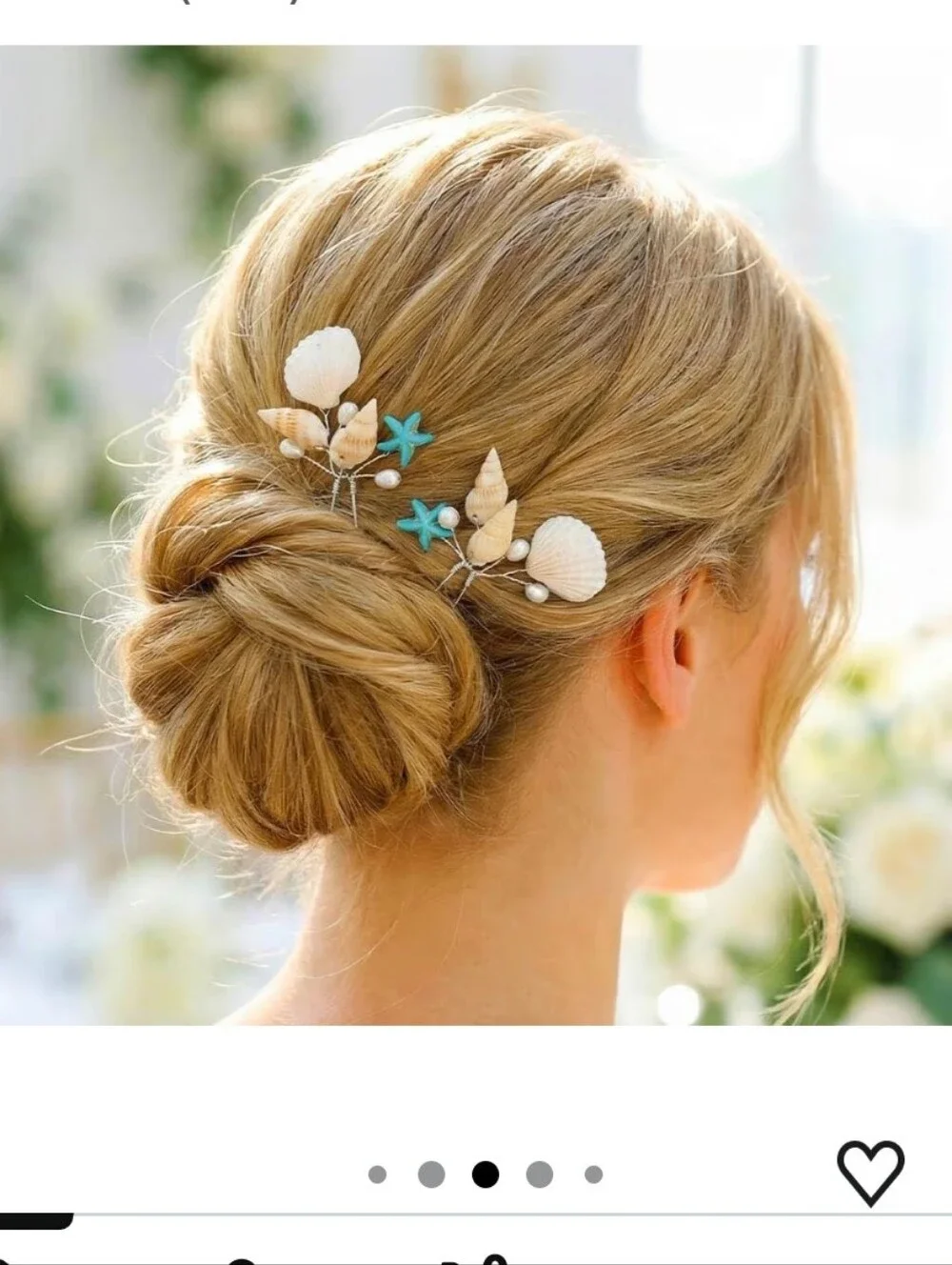 Mermaid Seashell Hair Pins - White & Turquoise Beach Bridal Hair Accessories